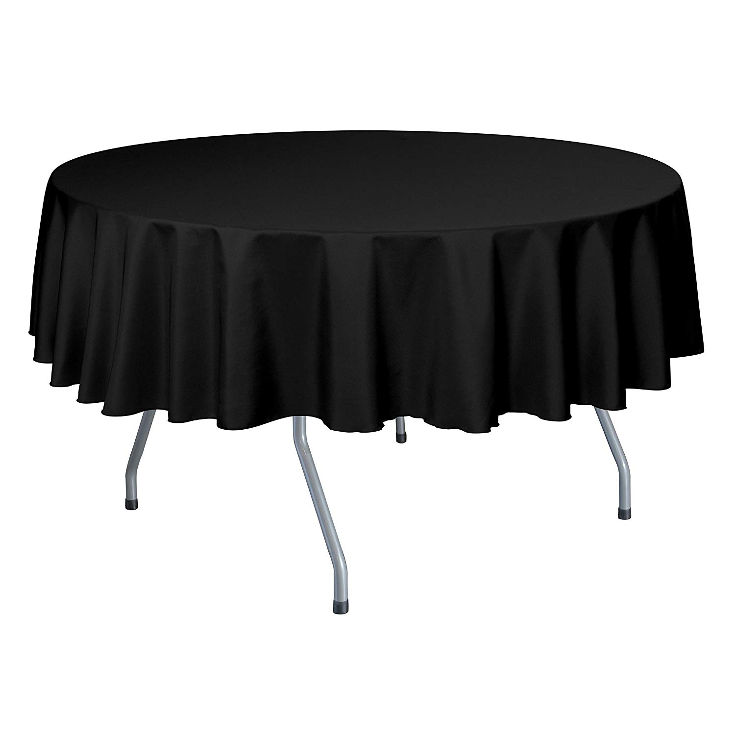 Black Round Basic Polyester Tablecloth