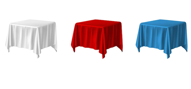 three square shaped tablecloths